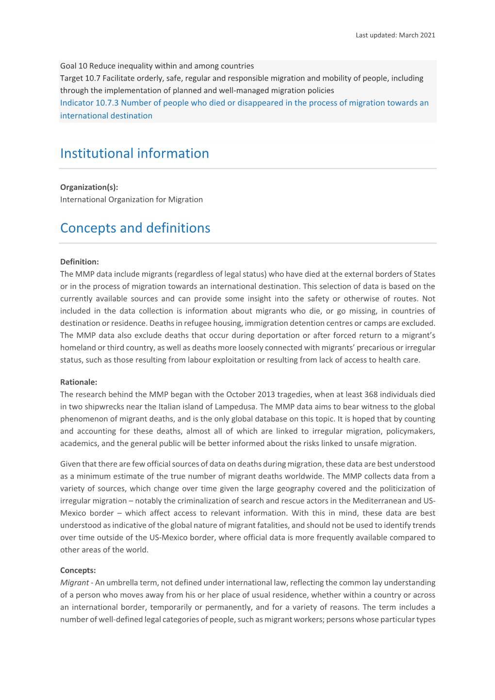 Institutional Information Concepts and Definitions