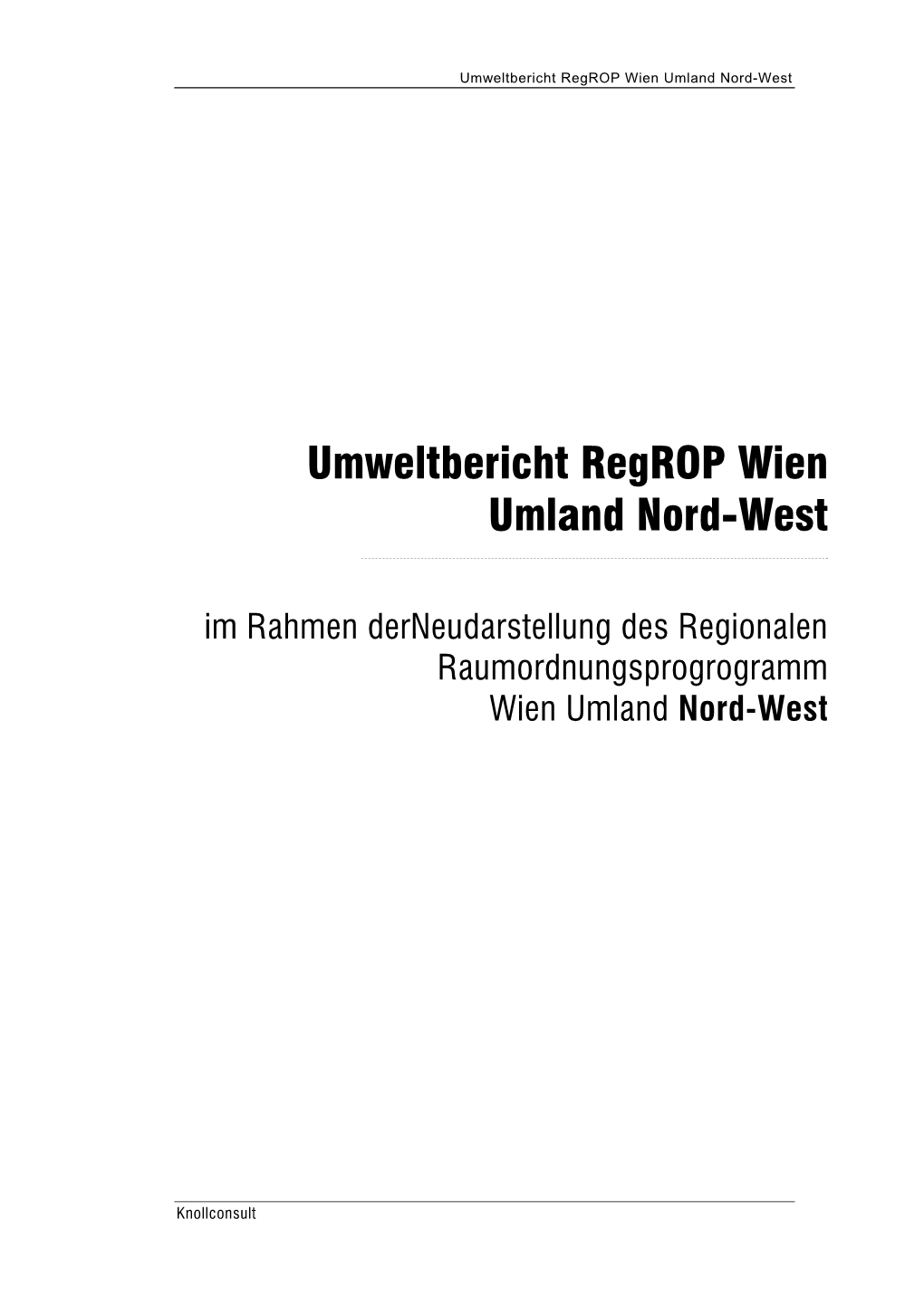 Umweltbericht Regrop Wien Umland Nord-West