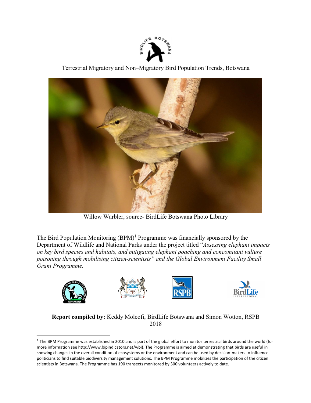 Terrestrial Migratory and Non–Migratory Bird Population Trends, Botswana