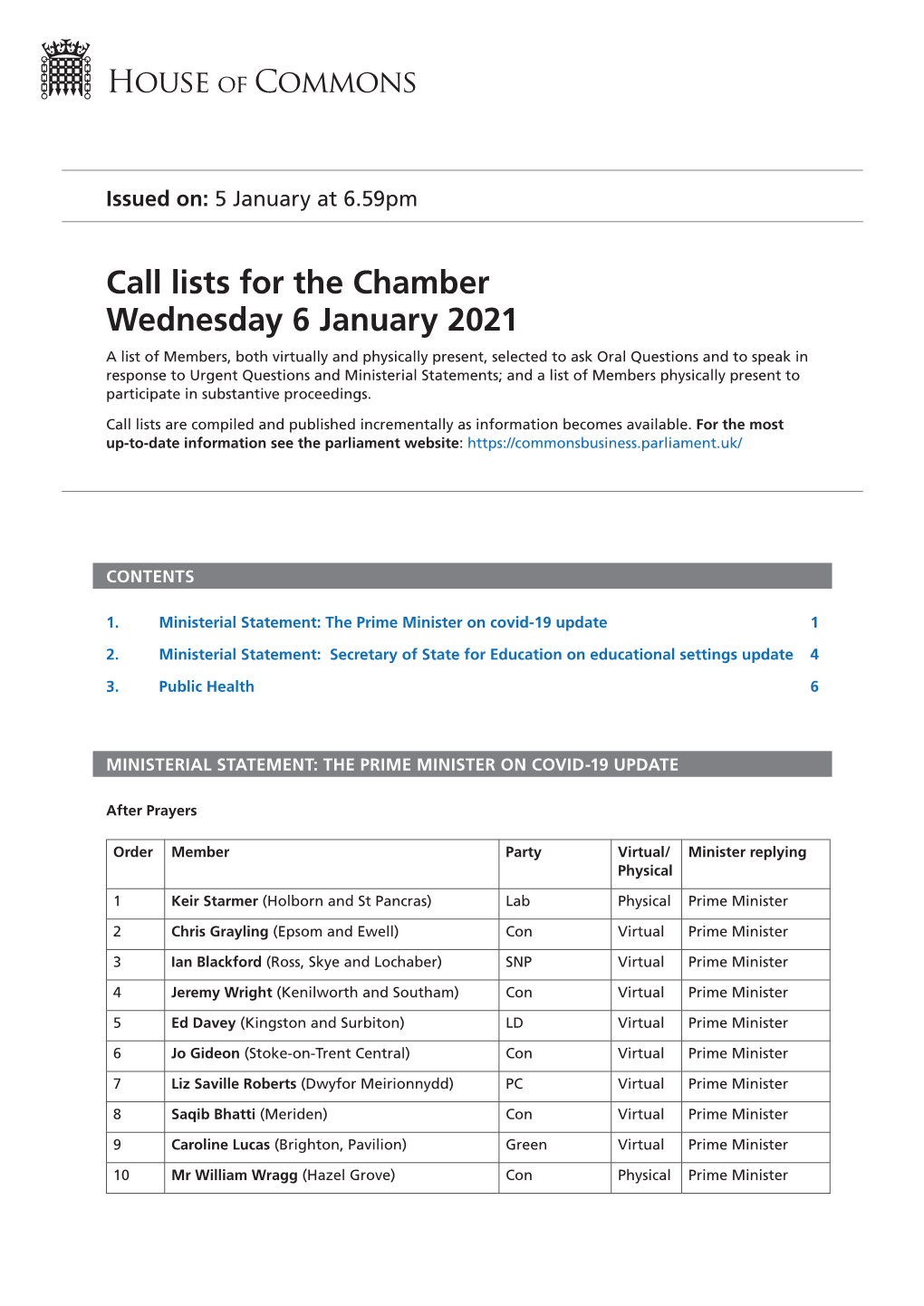 View Call Lists: Chamber PDF File 0.07 MB
