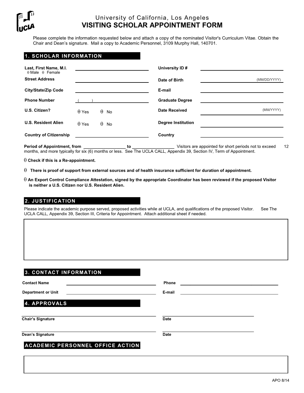 Visiting Scholar Appointment Form