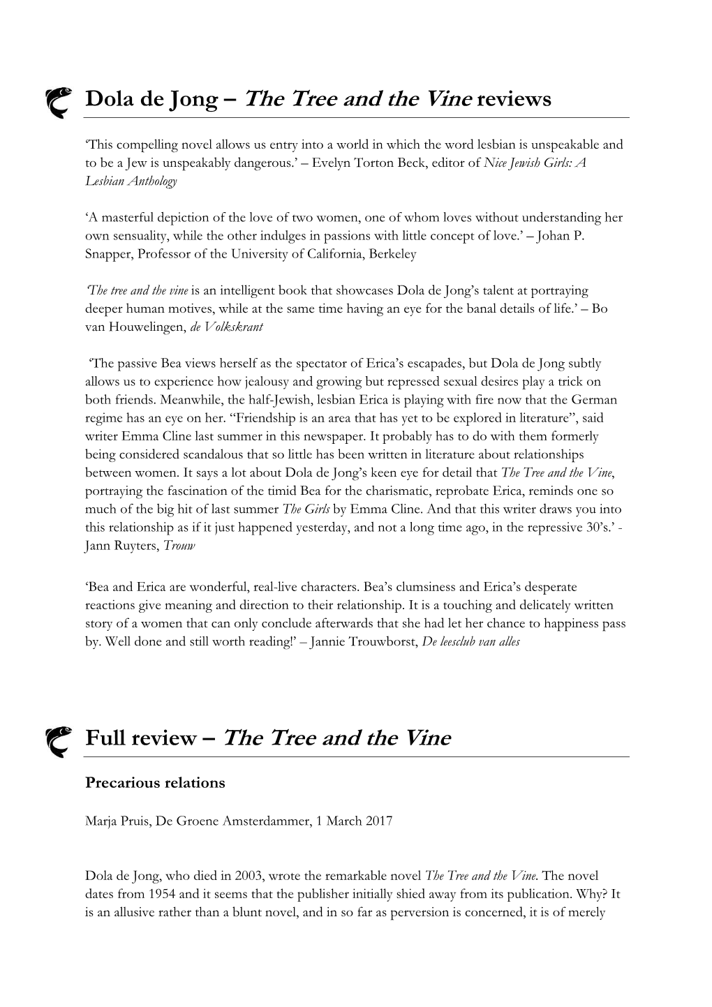 English Reviews the Tree and the Vine