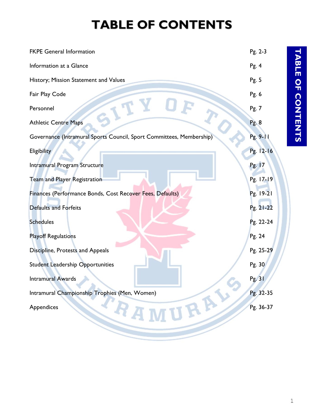 Information at a Glance Pg