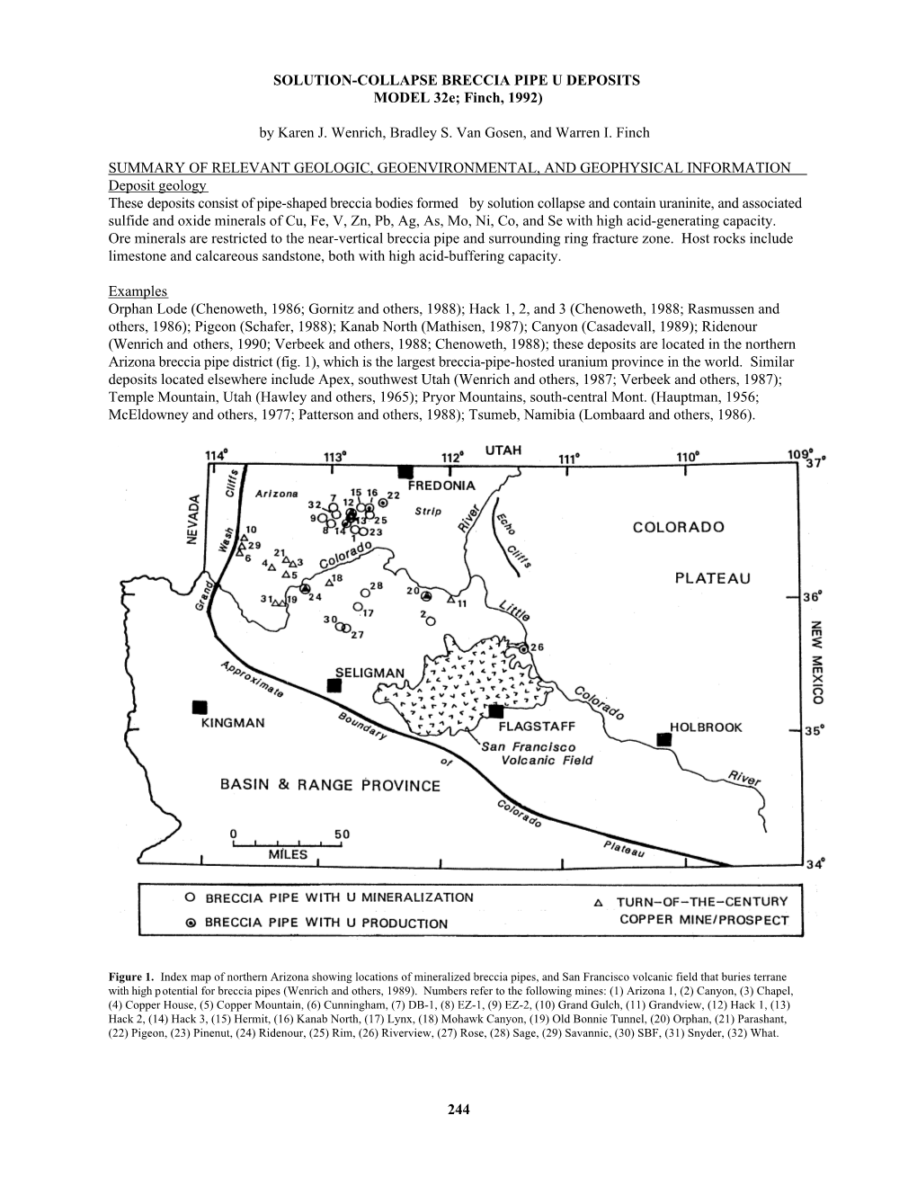 SOLUTION-COLLAPSE BRECCIA PIPE U DEPOSITS MODEL 32E; Finch, 1992)