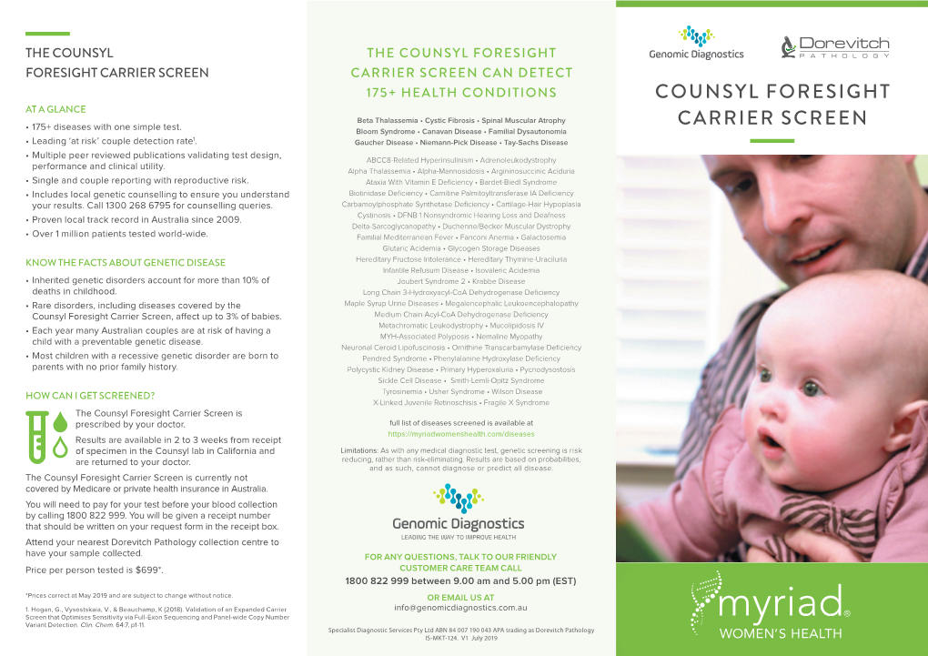 Counsyl Foresight Carrier Screen, Affect up to 3% of Babies
