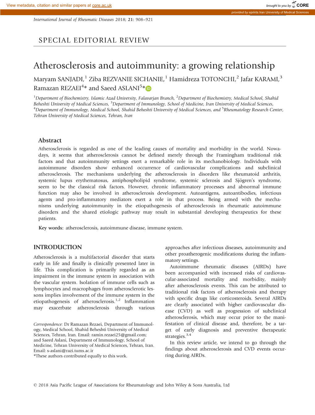 Atherosclerosis and Autoimmunity: a Growing Relationship