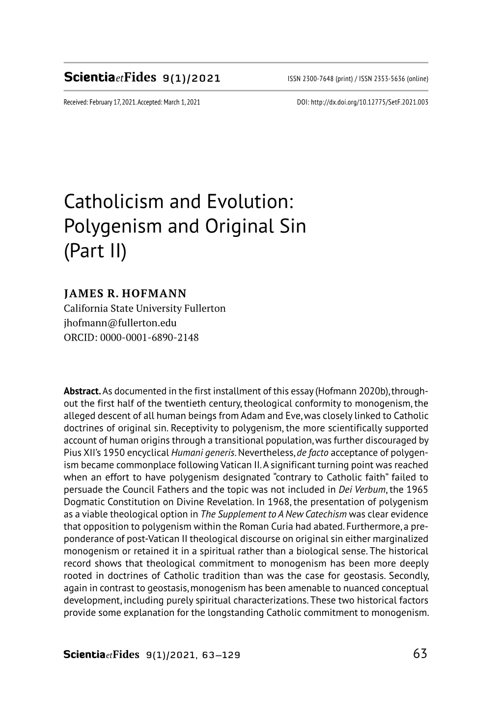 Catholicism and Evolution: Polygenism and Original Sin (Part II)