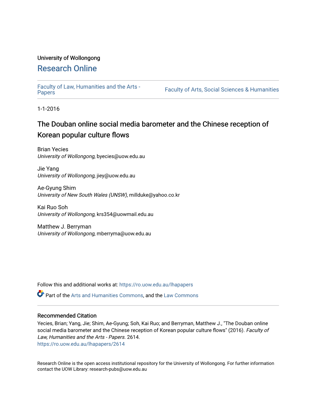 The Douban Online Social Media Barometer and the Chinese Reception of Korean Popular Culture Flows