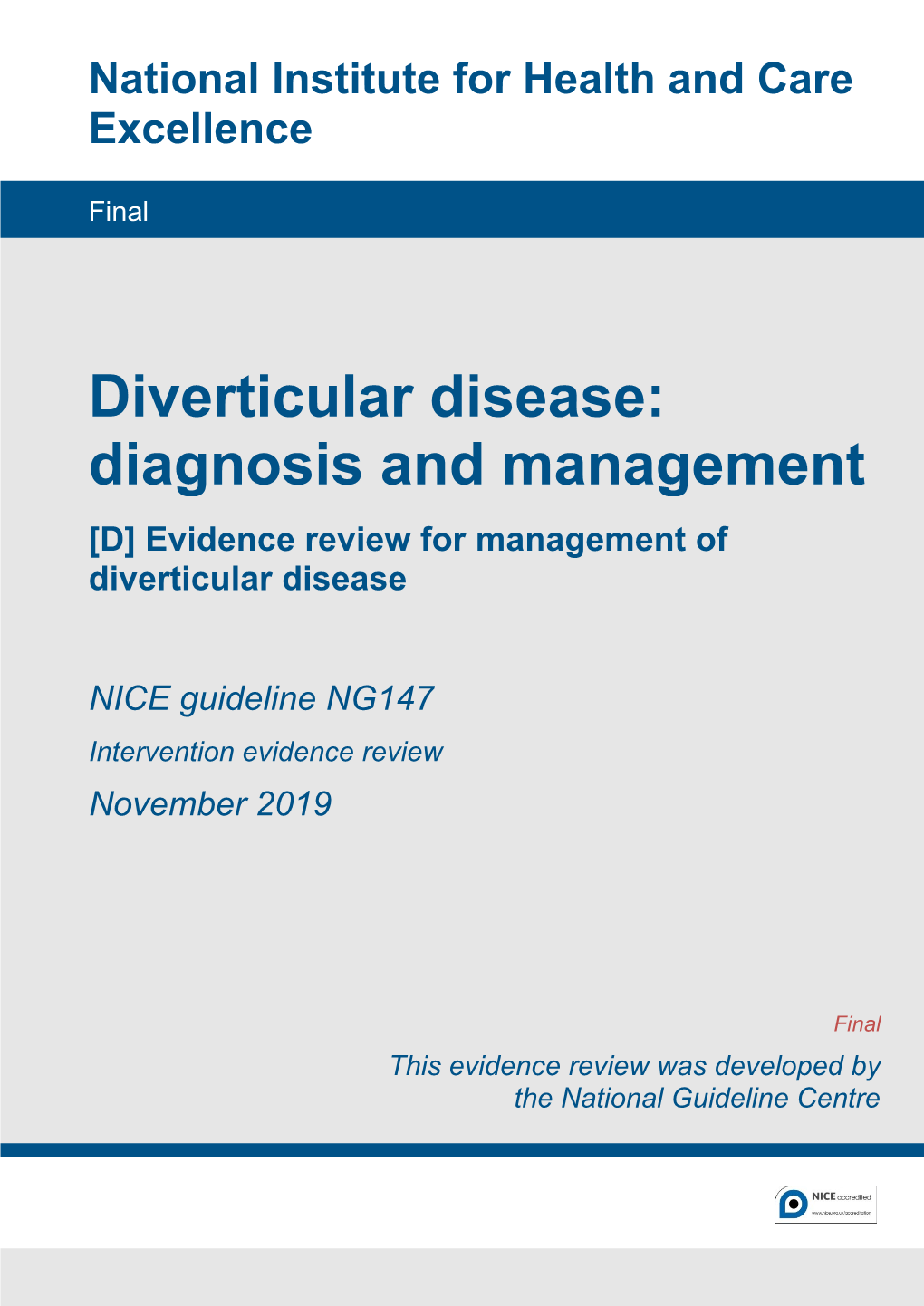 Evidence Review D: Management of Diverticular Disease