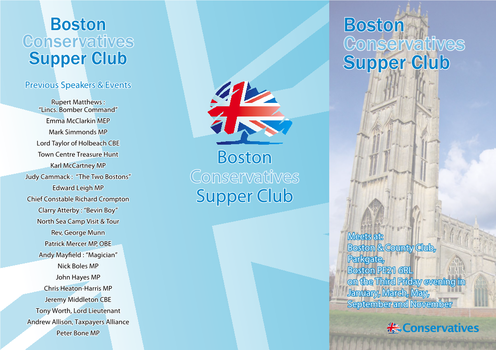 Boston Supper Club Leaflet with DC Letter March