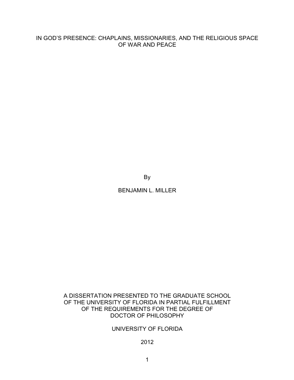 University of Florida Thesis Or Dissertation Formatting Template