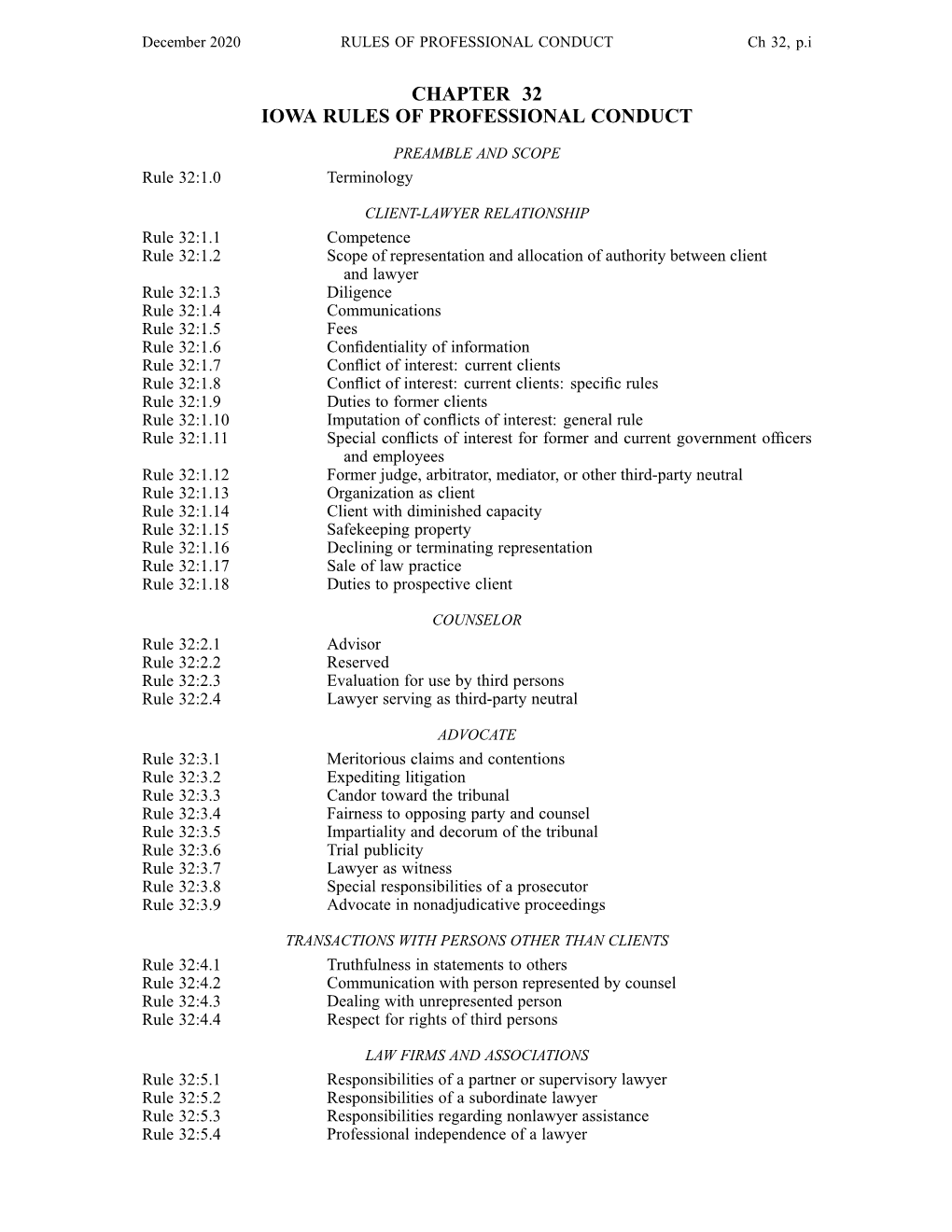 Chapter 32 Iowa Rules of Professional Conduct