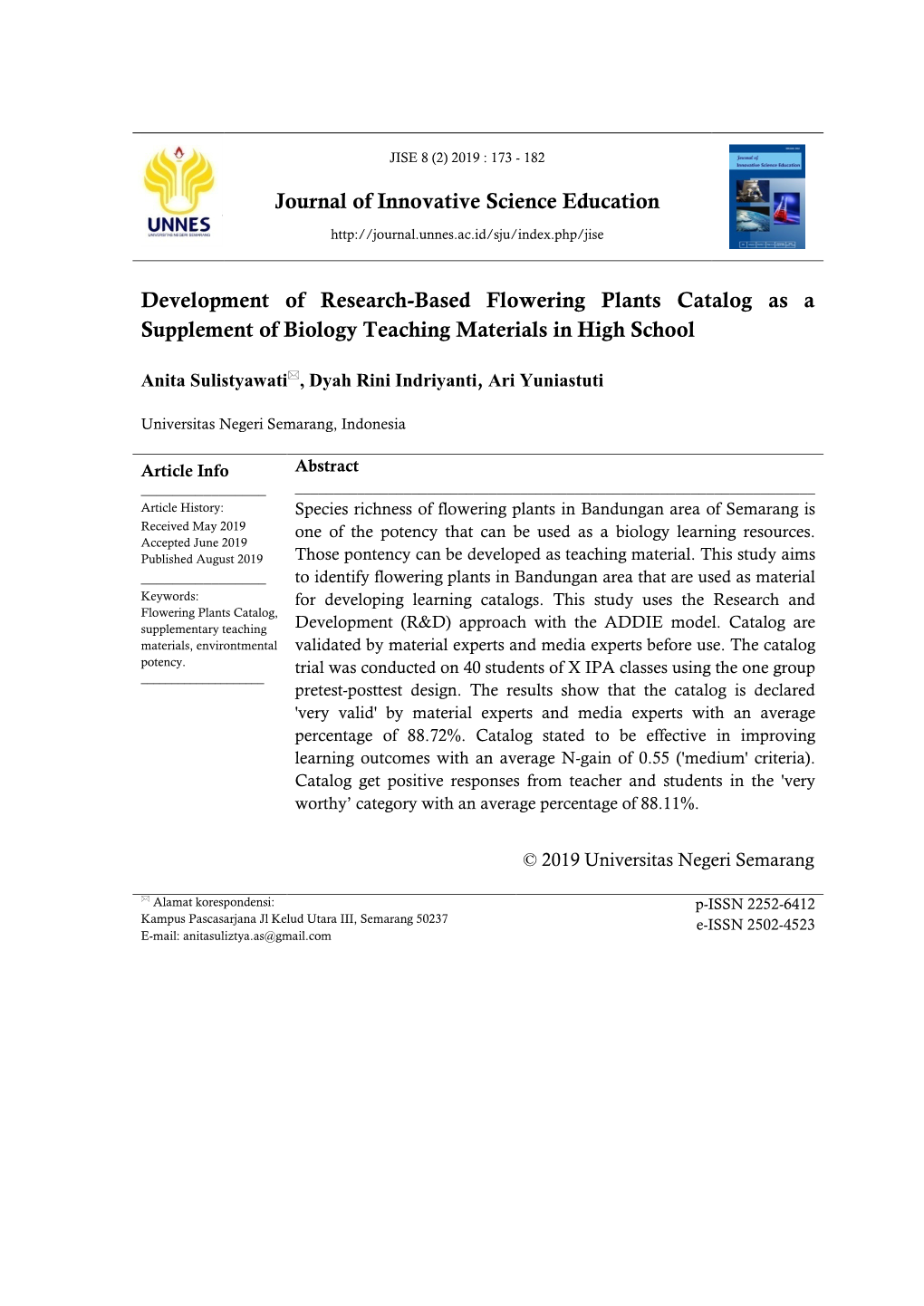 Journal of Innovative Science Education Development Of