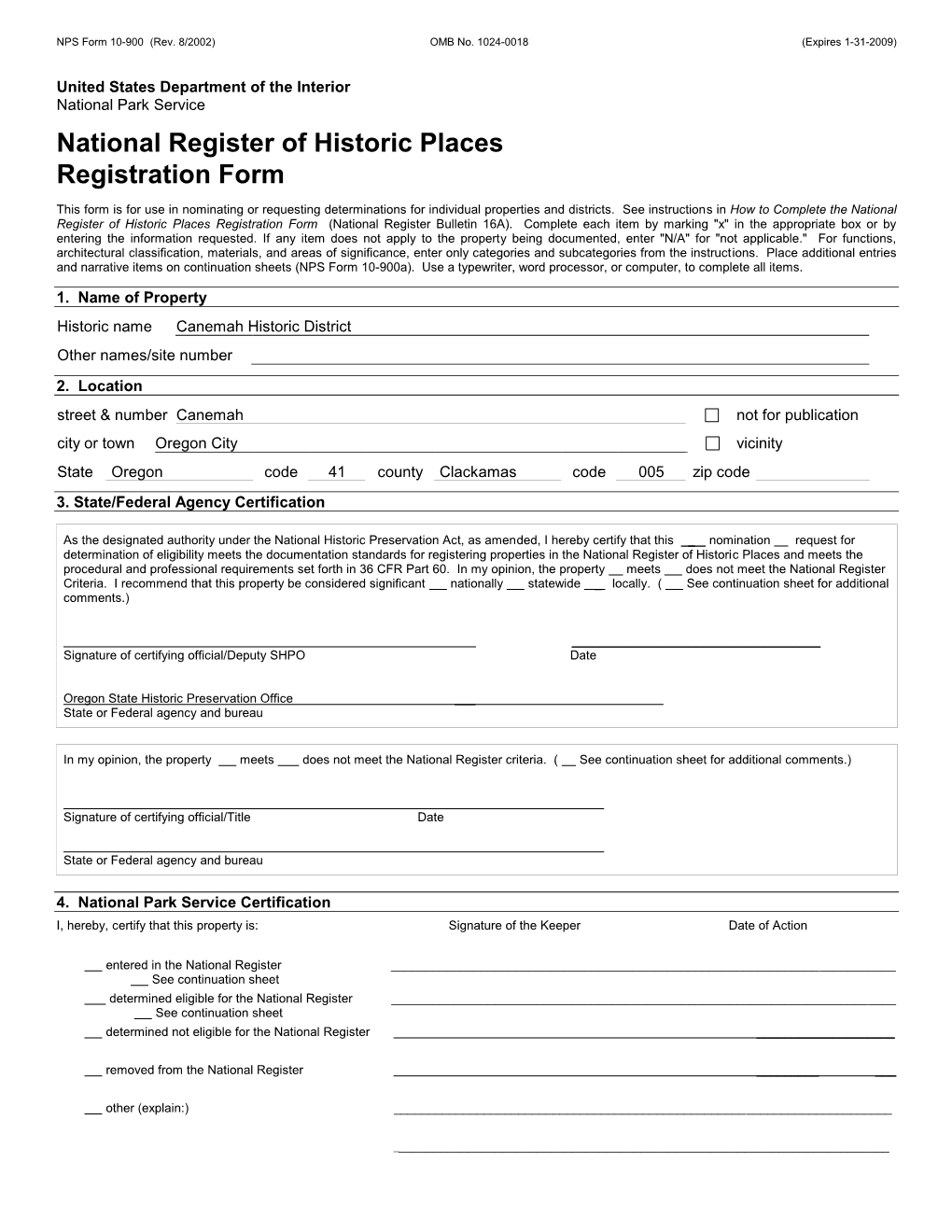 National Register of Historic Places Registration Form