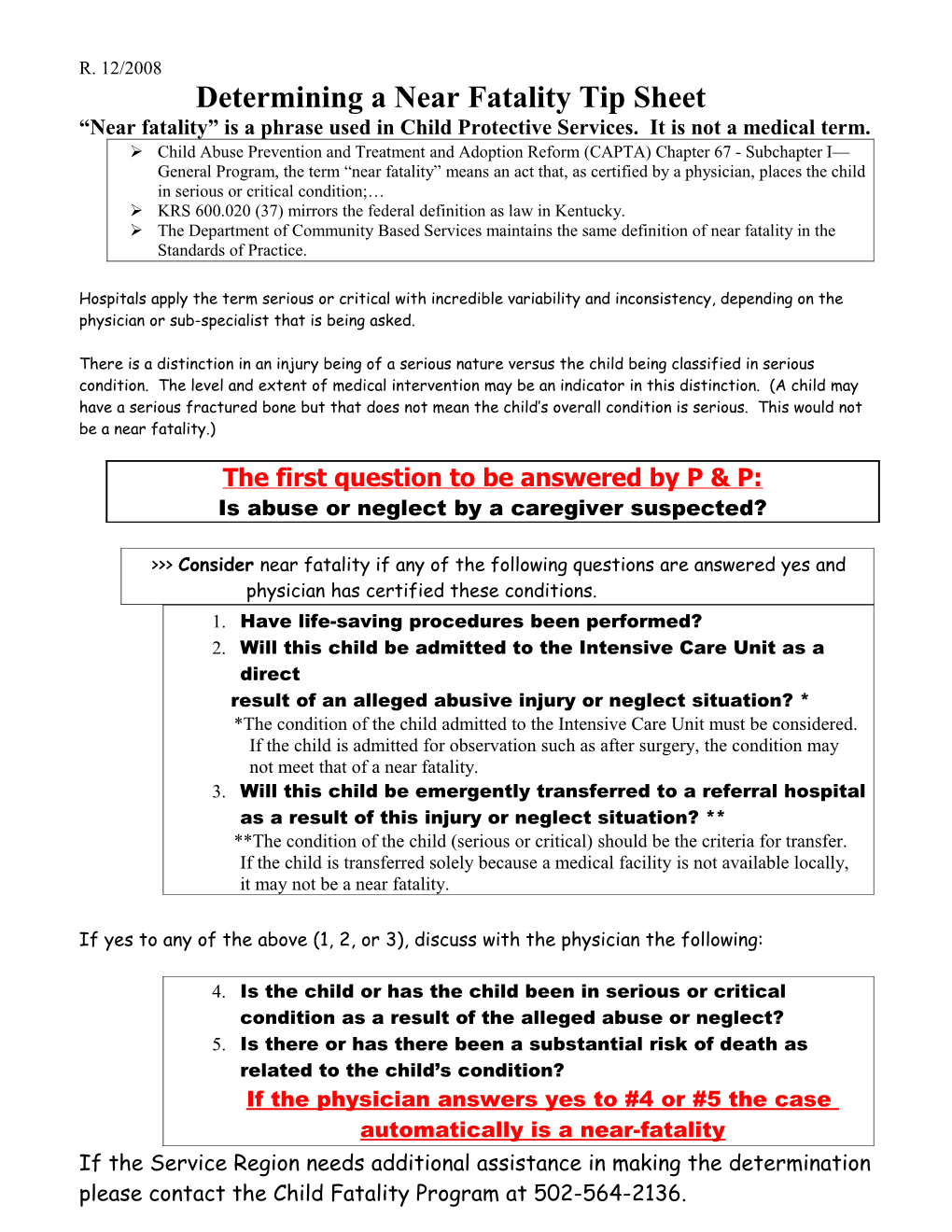 Determining a Near Fatality Tip Sheet