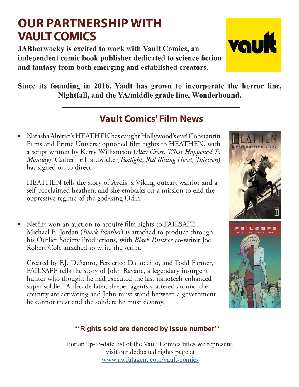 Our Partnership with Vault Comics