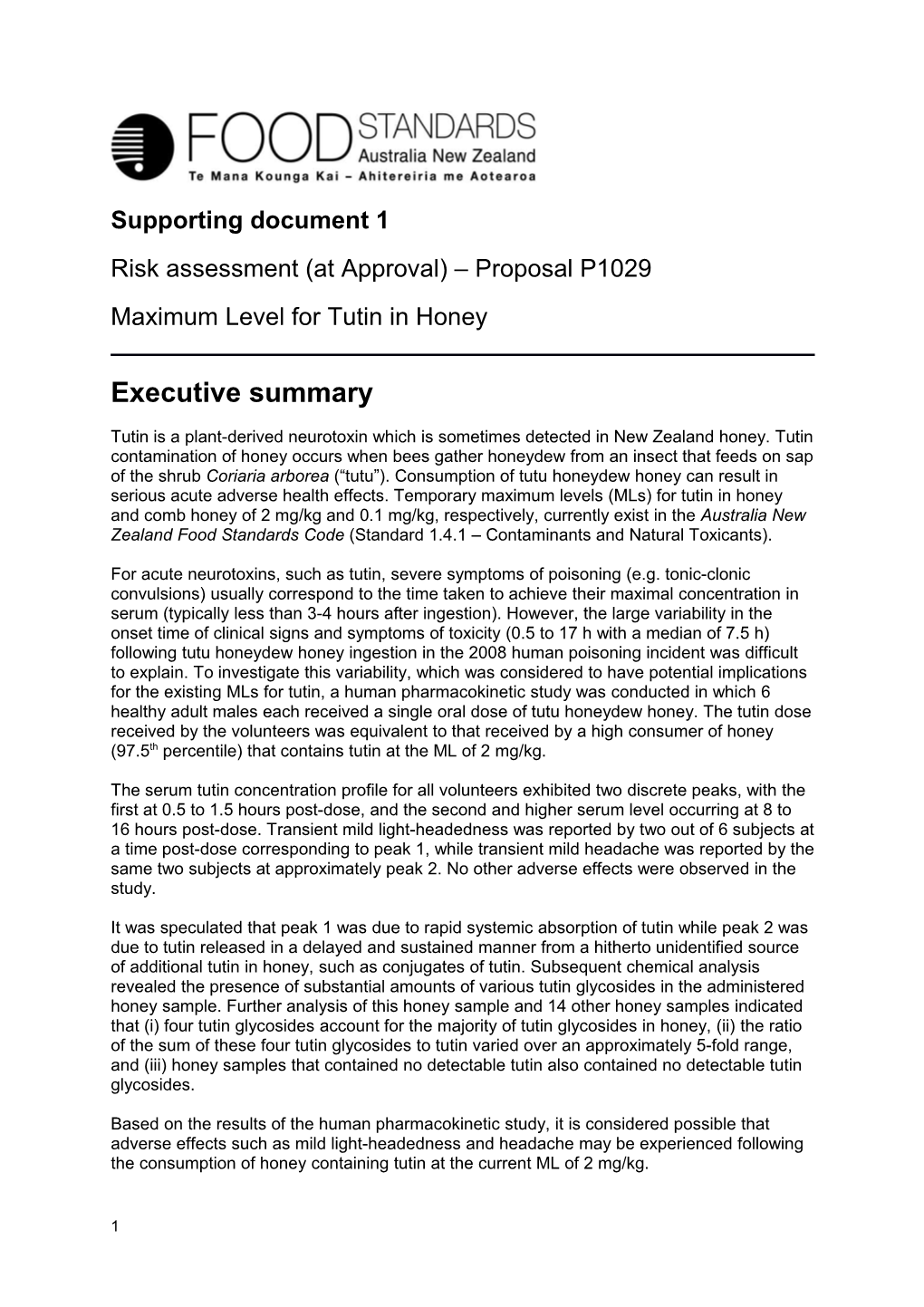 Risk Assessment (At Approval) Proposal P1029