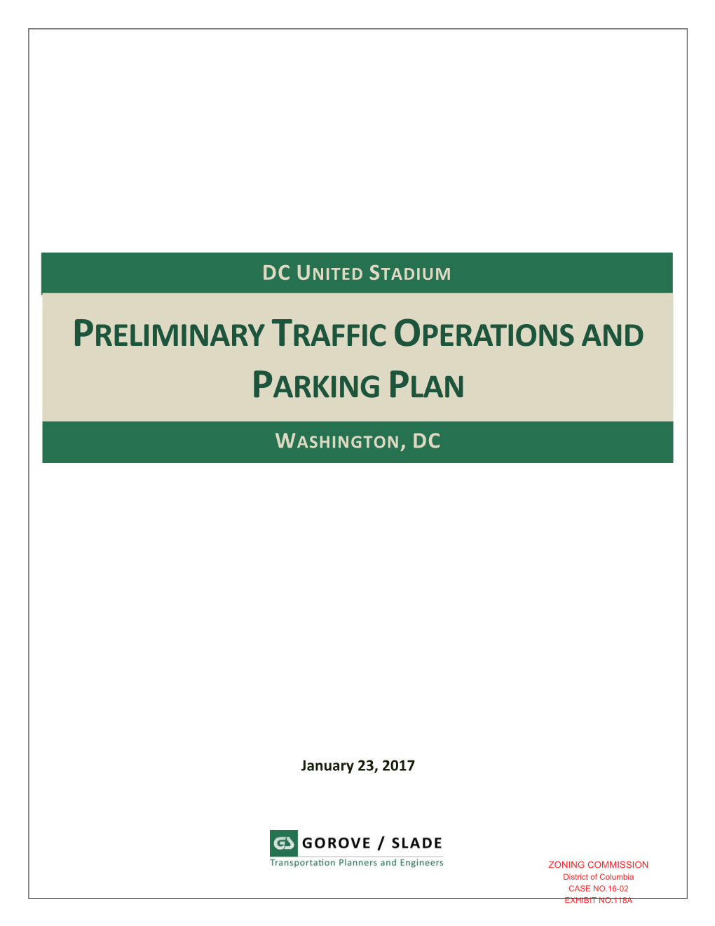 Preliminary Traffic Operations and Parking Plan