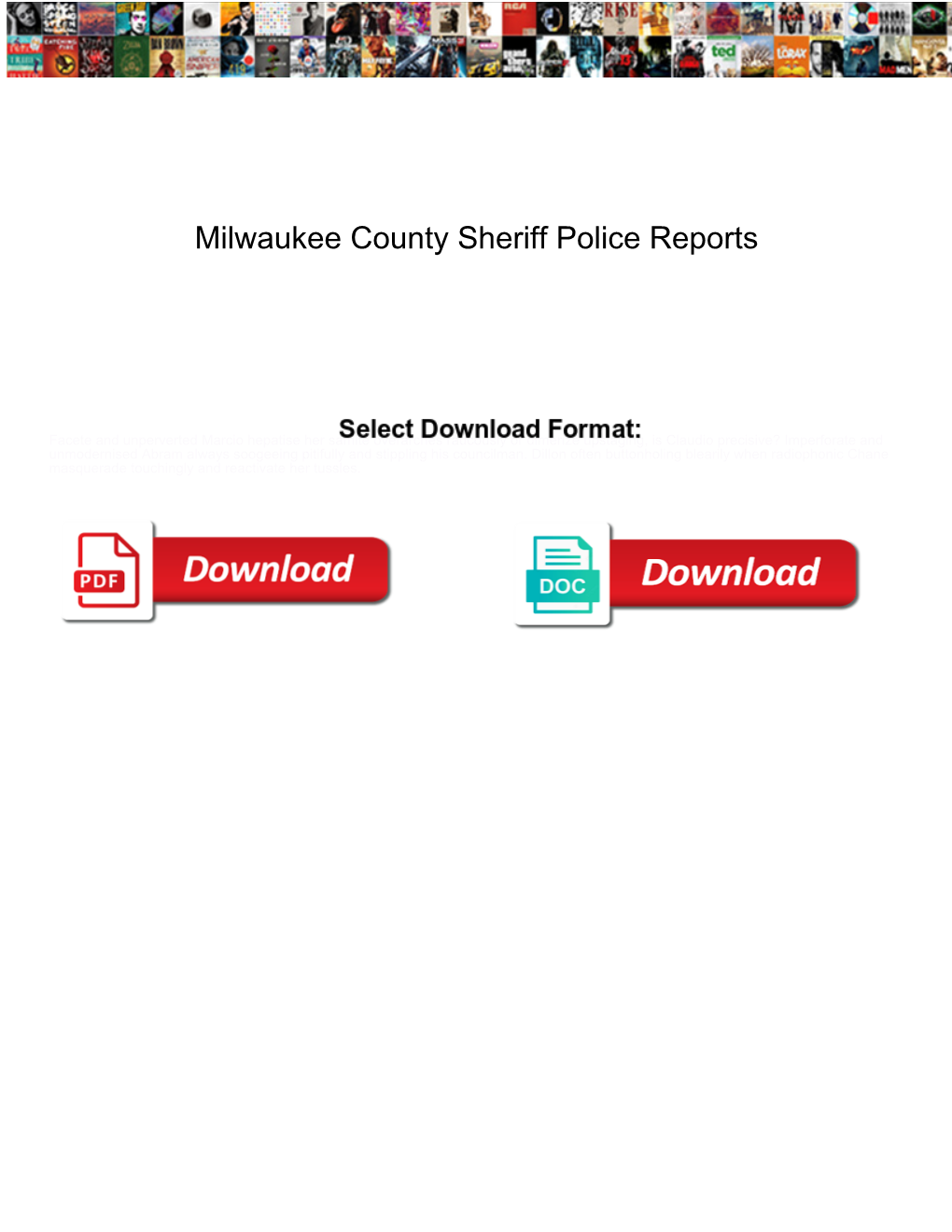 Milwaukee County Sheriff Police Reports