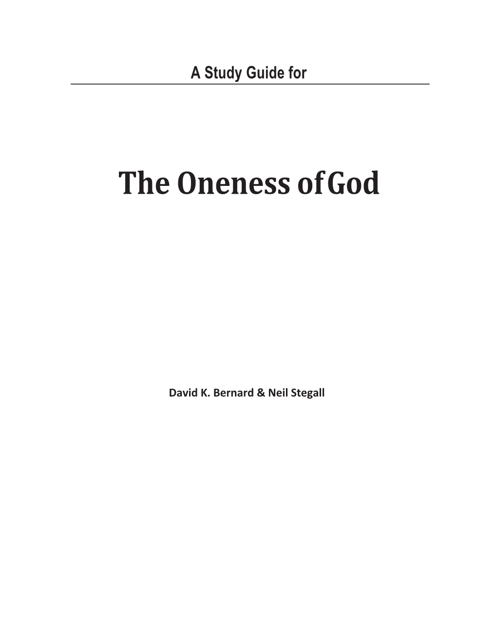 The Oneness of God