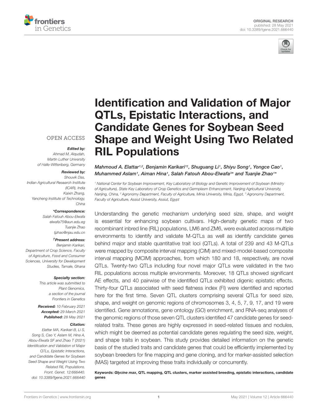 Identification and Validation of Major Qtls, Epistatic Interactions, And