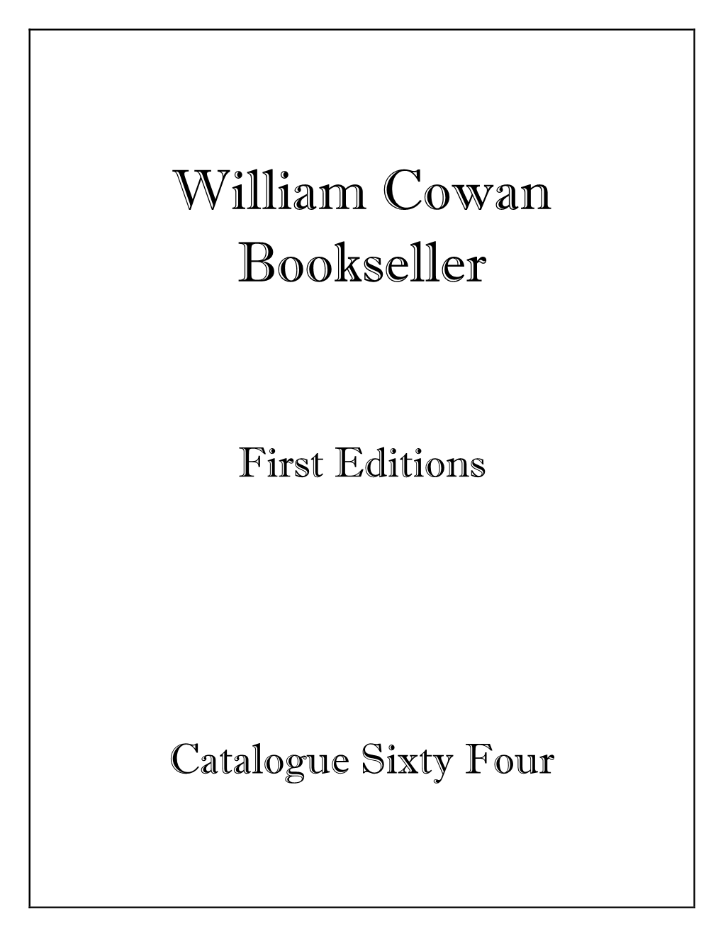 William Cowan Bookseller