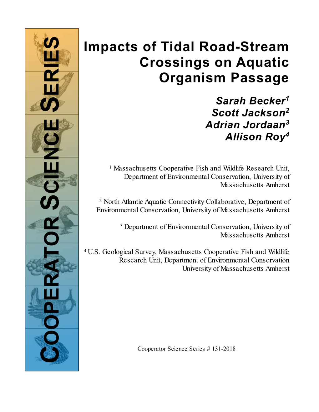 USGS Report: Impacts of Tidal Road-Stream Crossings on Aquatic