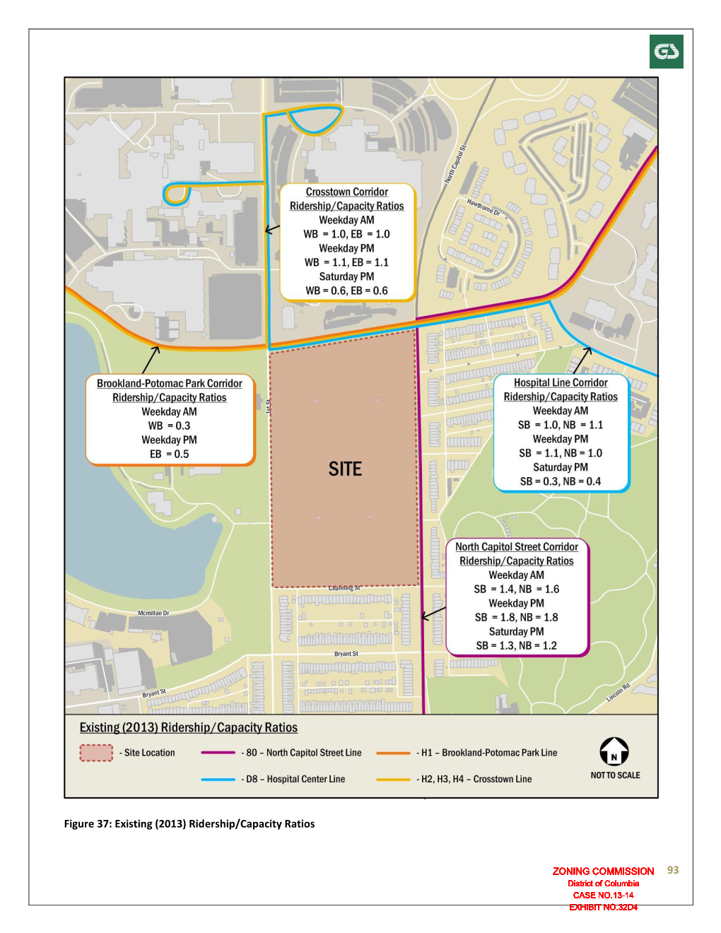 93 Figure 37: Existing (2013) Ridership/Capacity Ratios