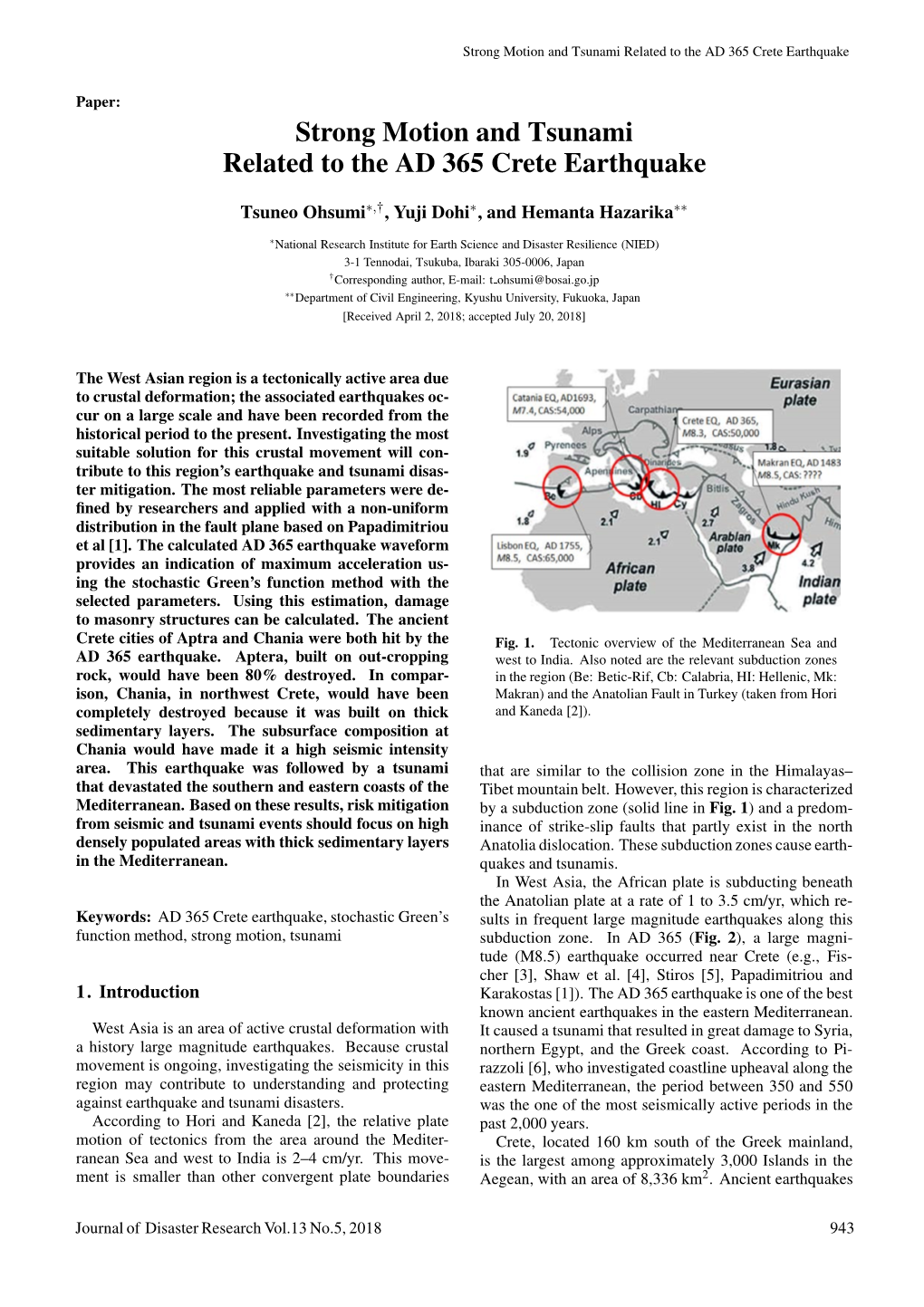 Strong Motion and Tsunami Related to the AD 365 Crete Earthquake