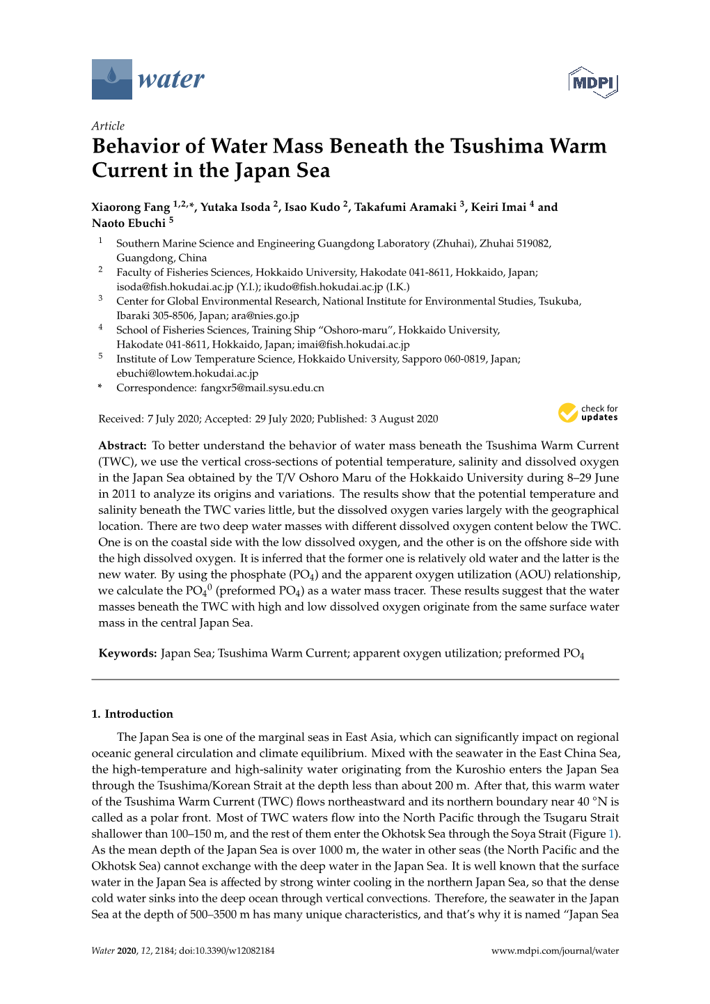 Behavior of Water Mass Beneath the Tsushima Warm Current in the Japan Sea