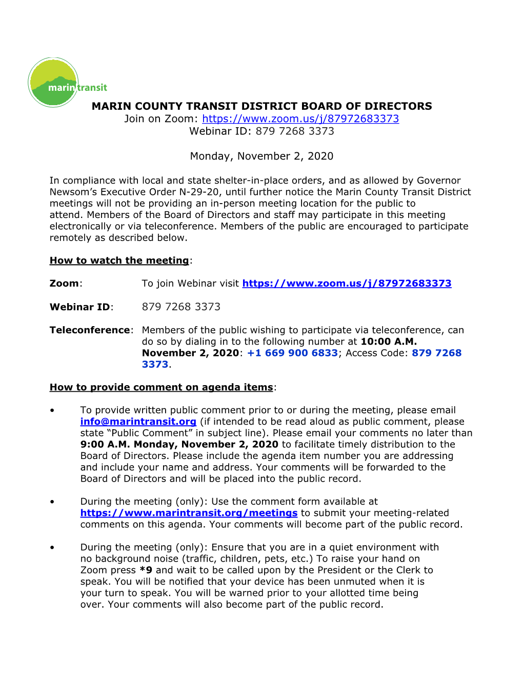 Marin County Transit District Year End FY 2019/20 Financial Report Summary