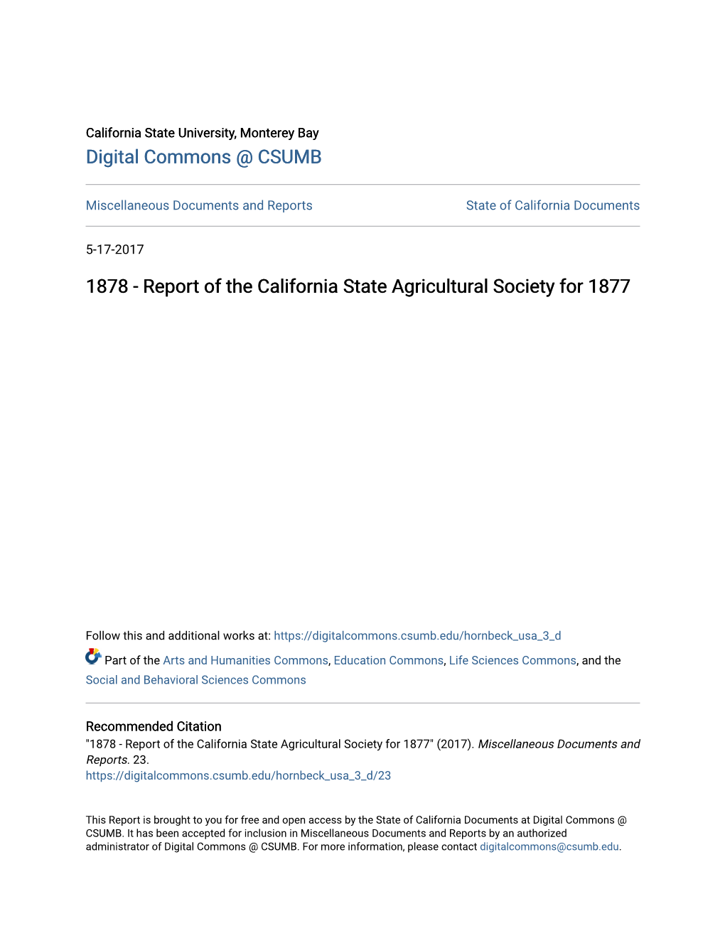 1878 - Report of the California State Agricultural Society for 1877