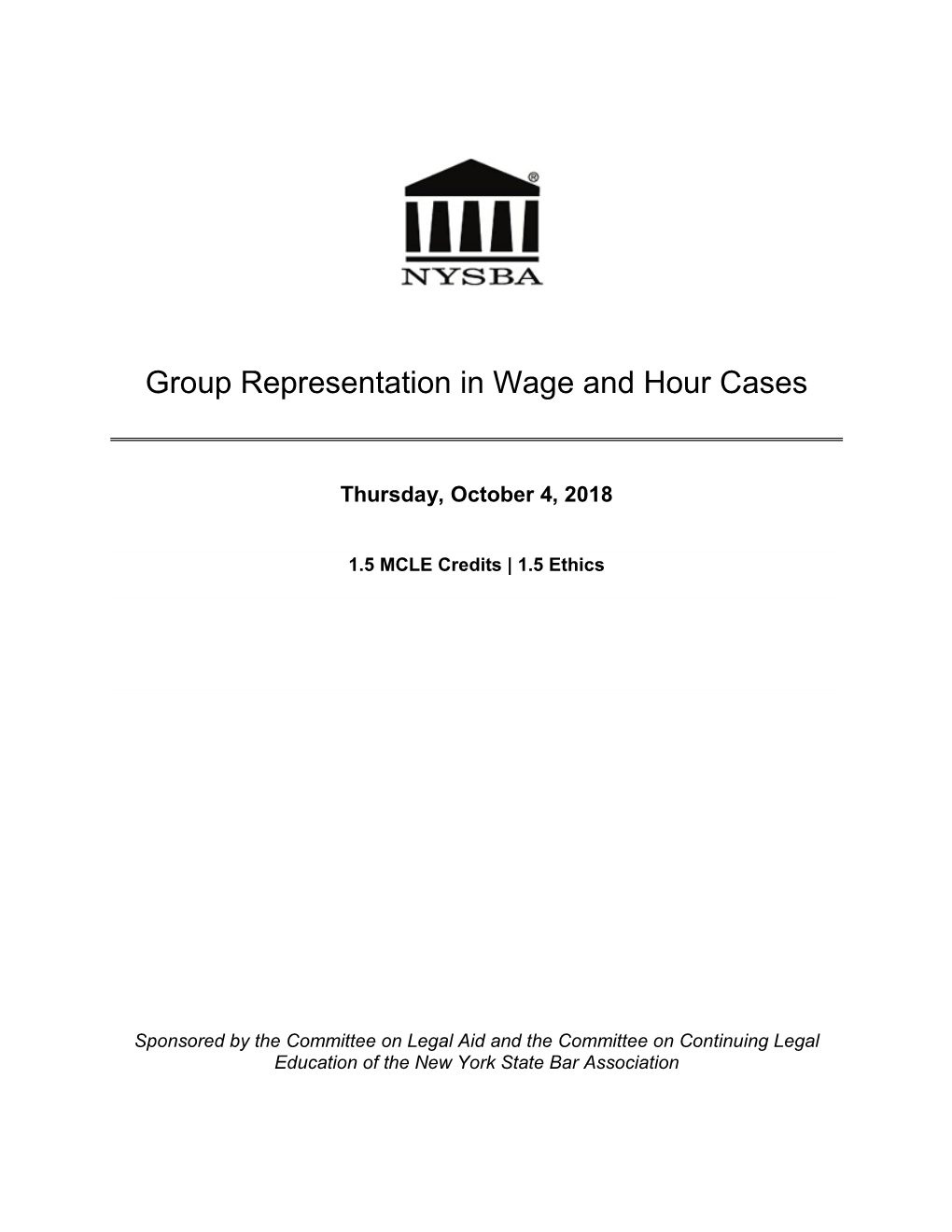 Group Representation in Wage and Hour Cases