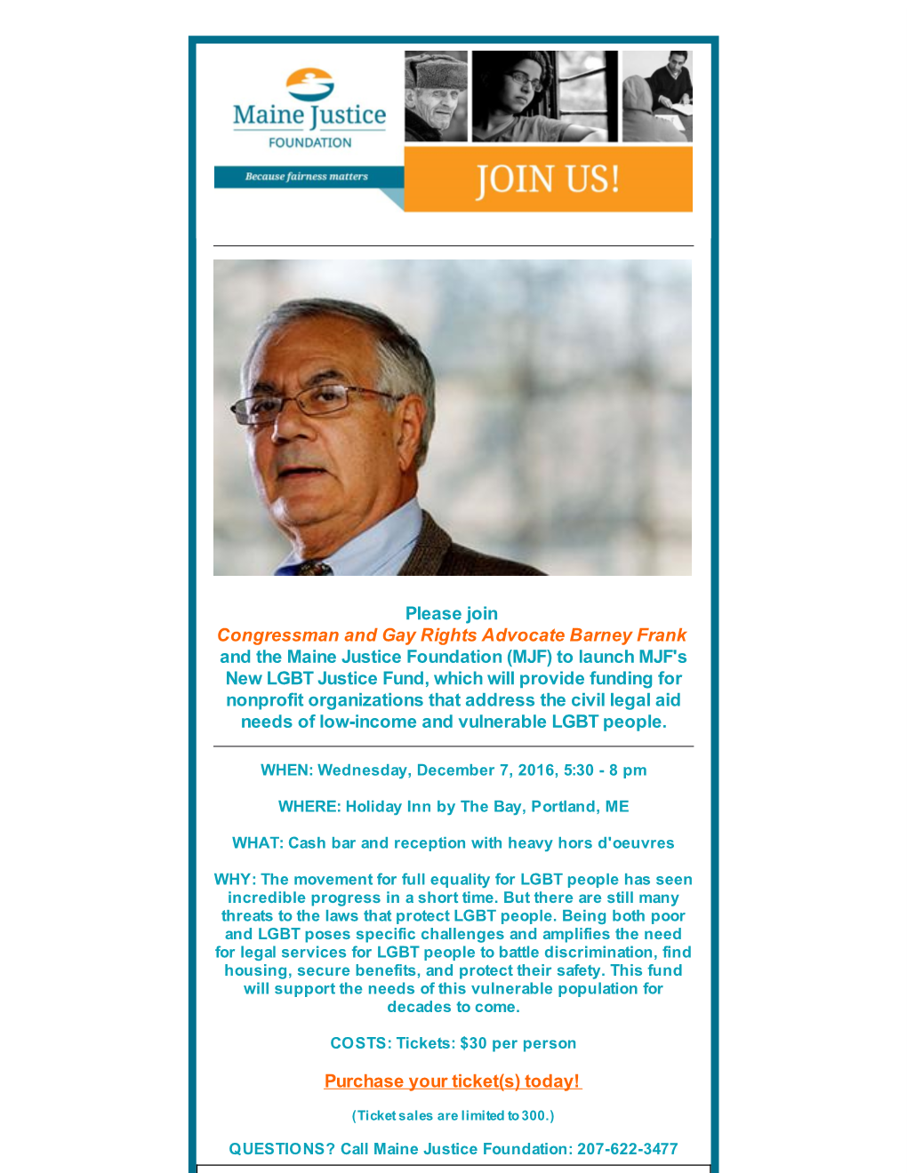 Please Join Congressman and Gay Rights Advocate Barney Frank And