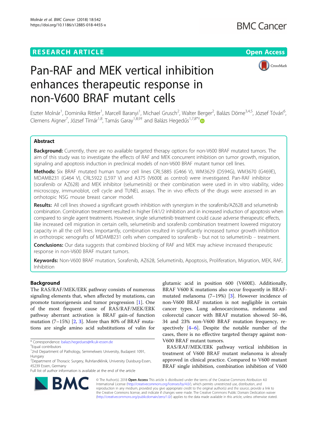 Pan-RAF and MEK Vertical Inhibition Enhances Therapeutic Response In