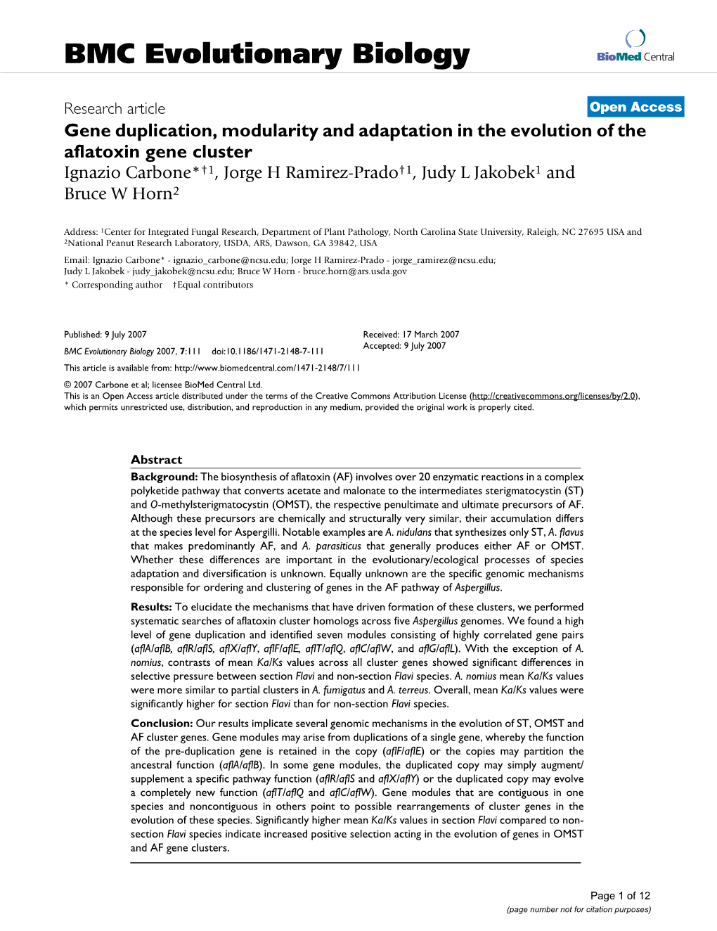 Gene Duplication, Modularity and Adaptation in the Evolution of The