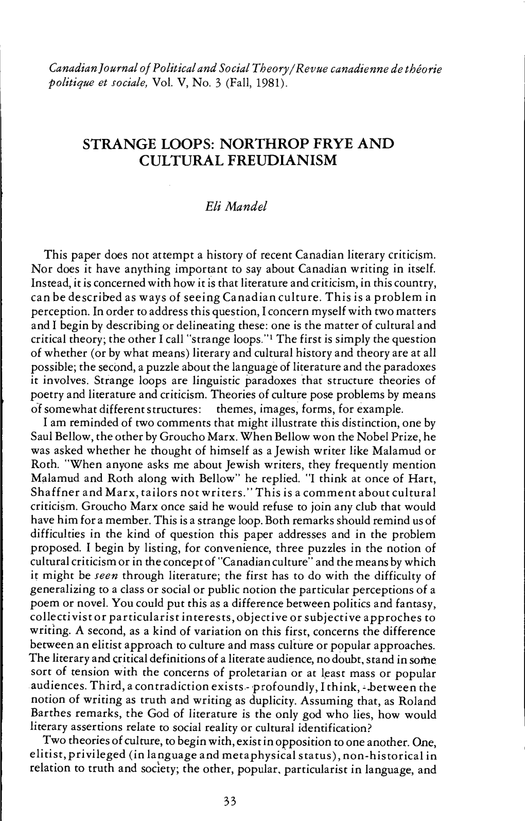 Northrop Frye and Cultural Freudianism