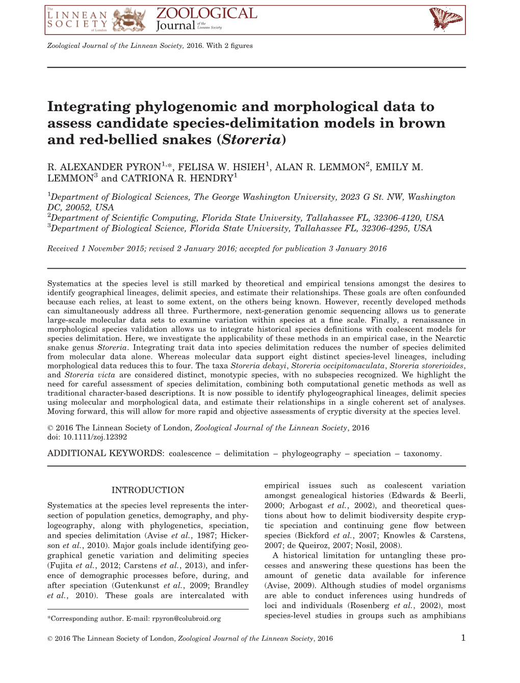 Integrating Phylogenomic and Morphological Data to Assess Candidate Species-Delimitation Models in Brown and Red-Bellied Snakes (Storeria)