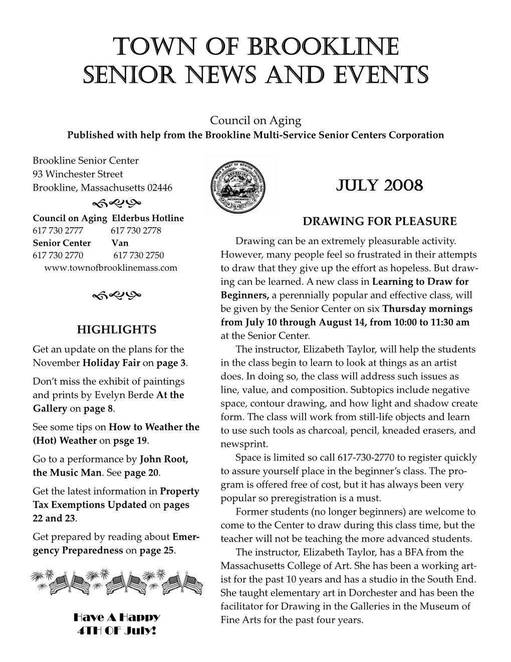 Council on Aging Newsletter July 2008