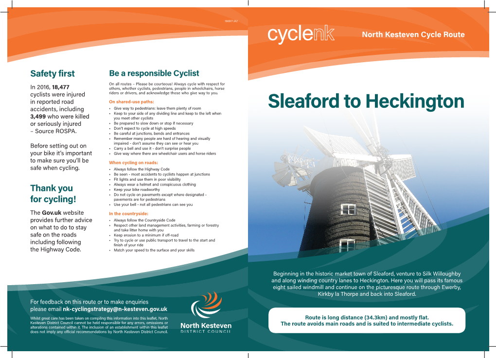 Cycle Trail Map (Sleaford to Heckington)