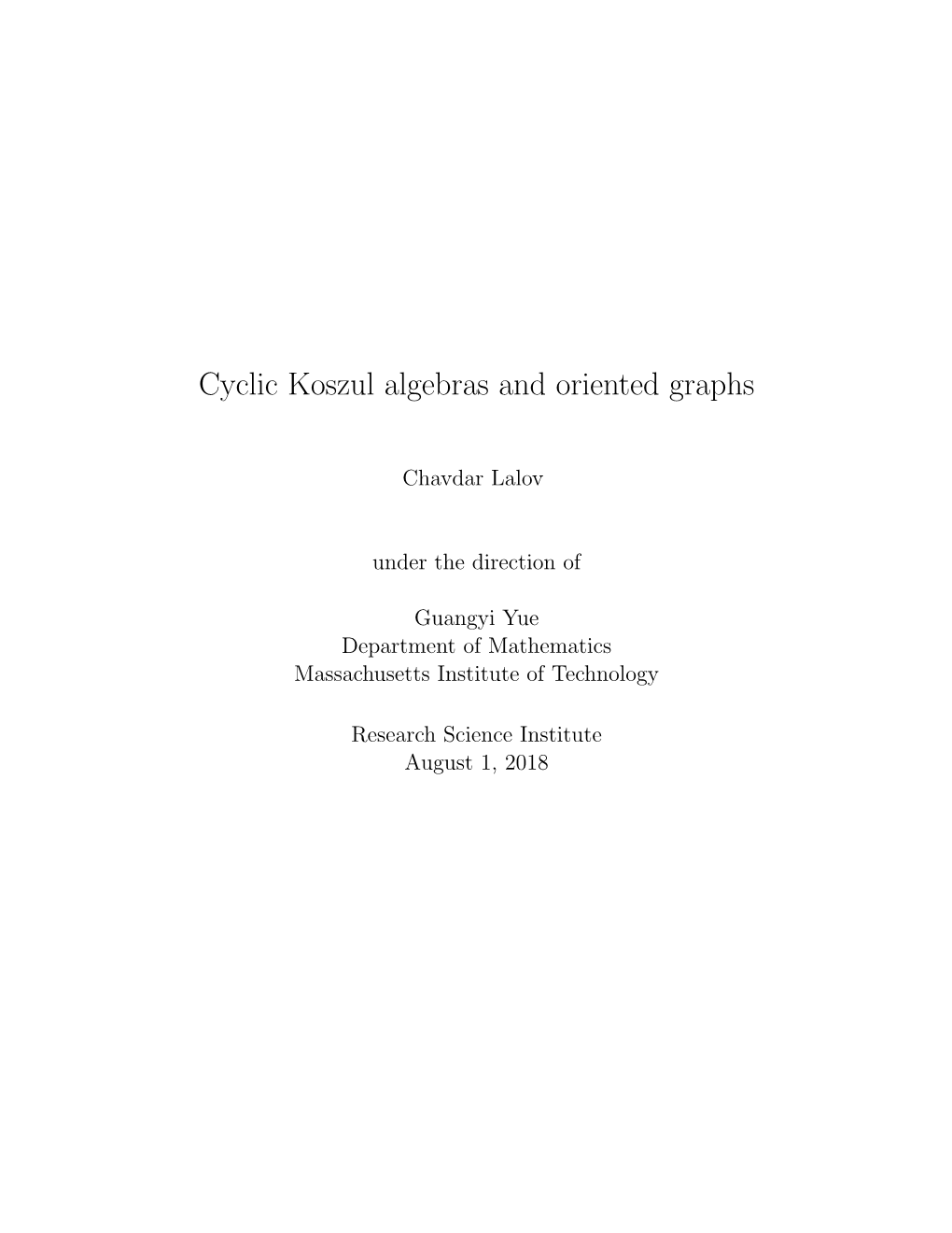 Cyclic Koszul Algebras and Oriented Graphs
