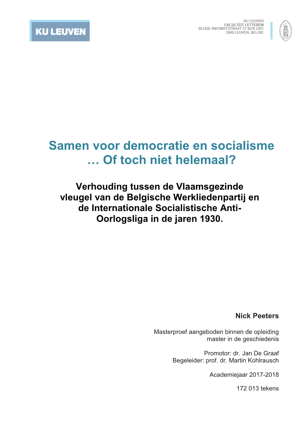 Samen Voor Democratie En Socialisme … of Toch Niet Helemaal?