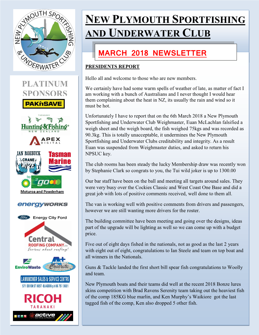 New Plymouth Sportfishing & Underwater Club