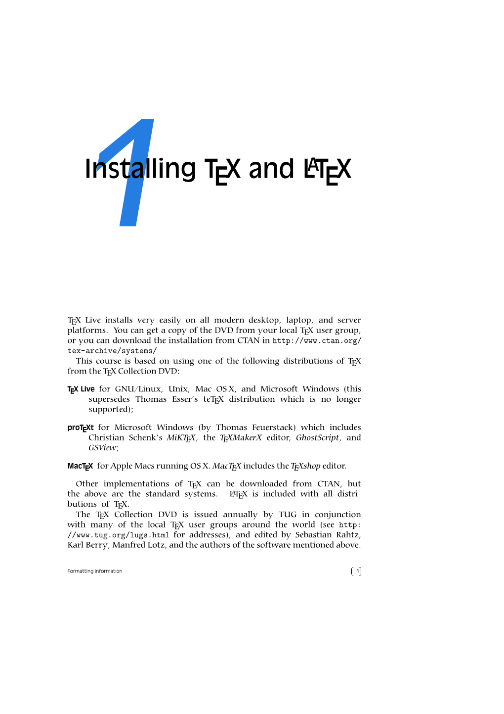 1Installing TEX and LATEX