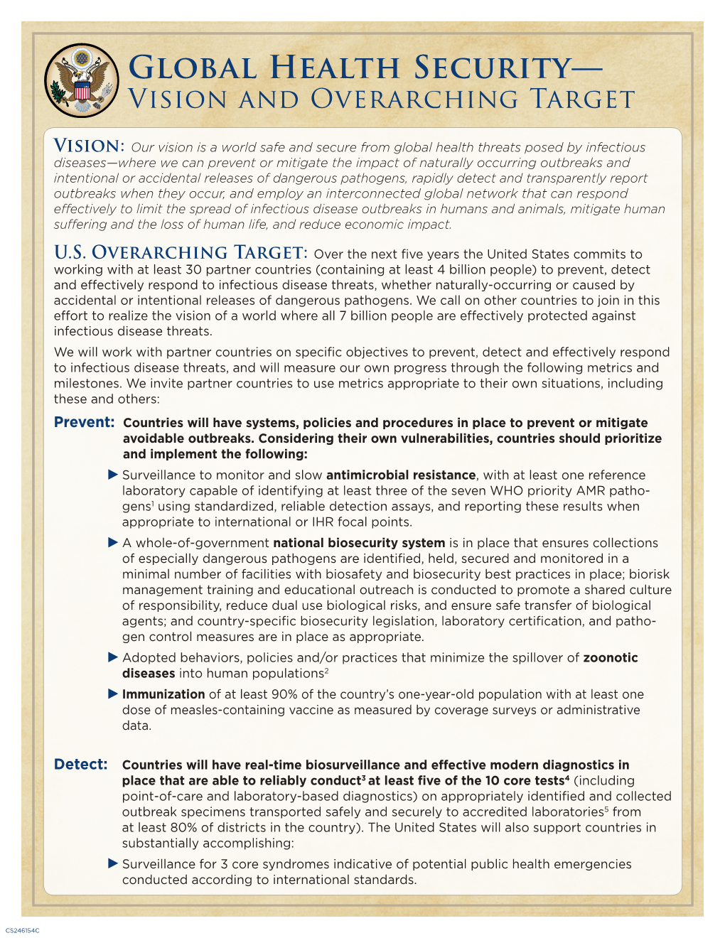 Global Health Security: Vision and Overarching Target