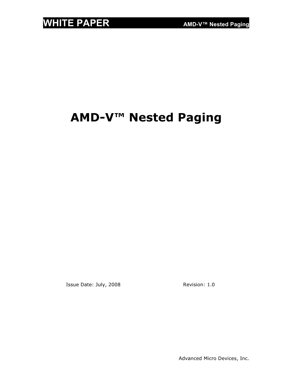 AMD-V™ Nested Paging