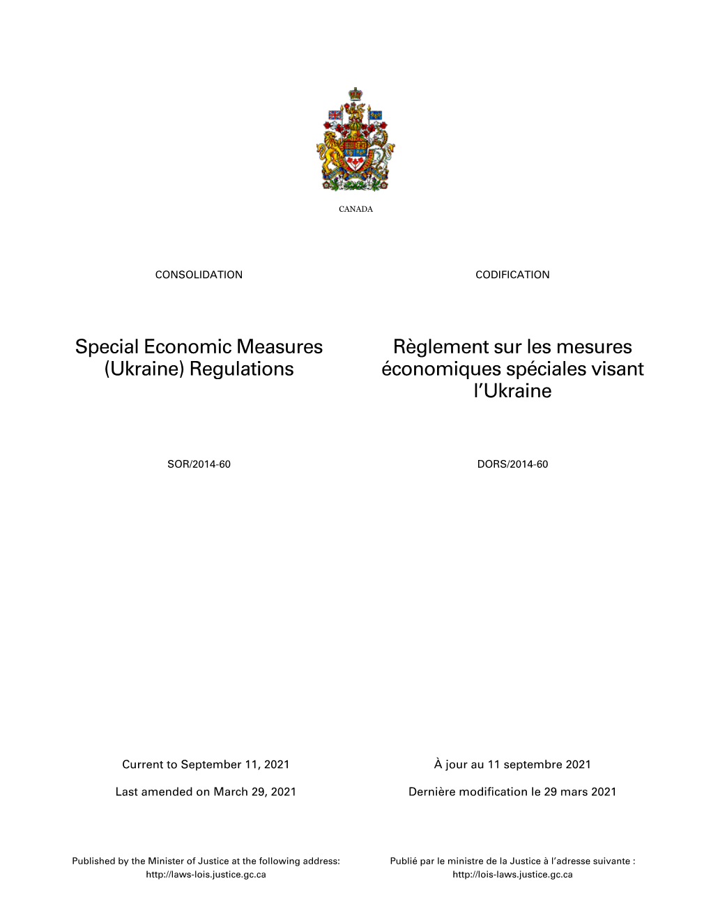 Ukraine) Regulations Économiques Spéciales Visant L’Ukraine