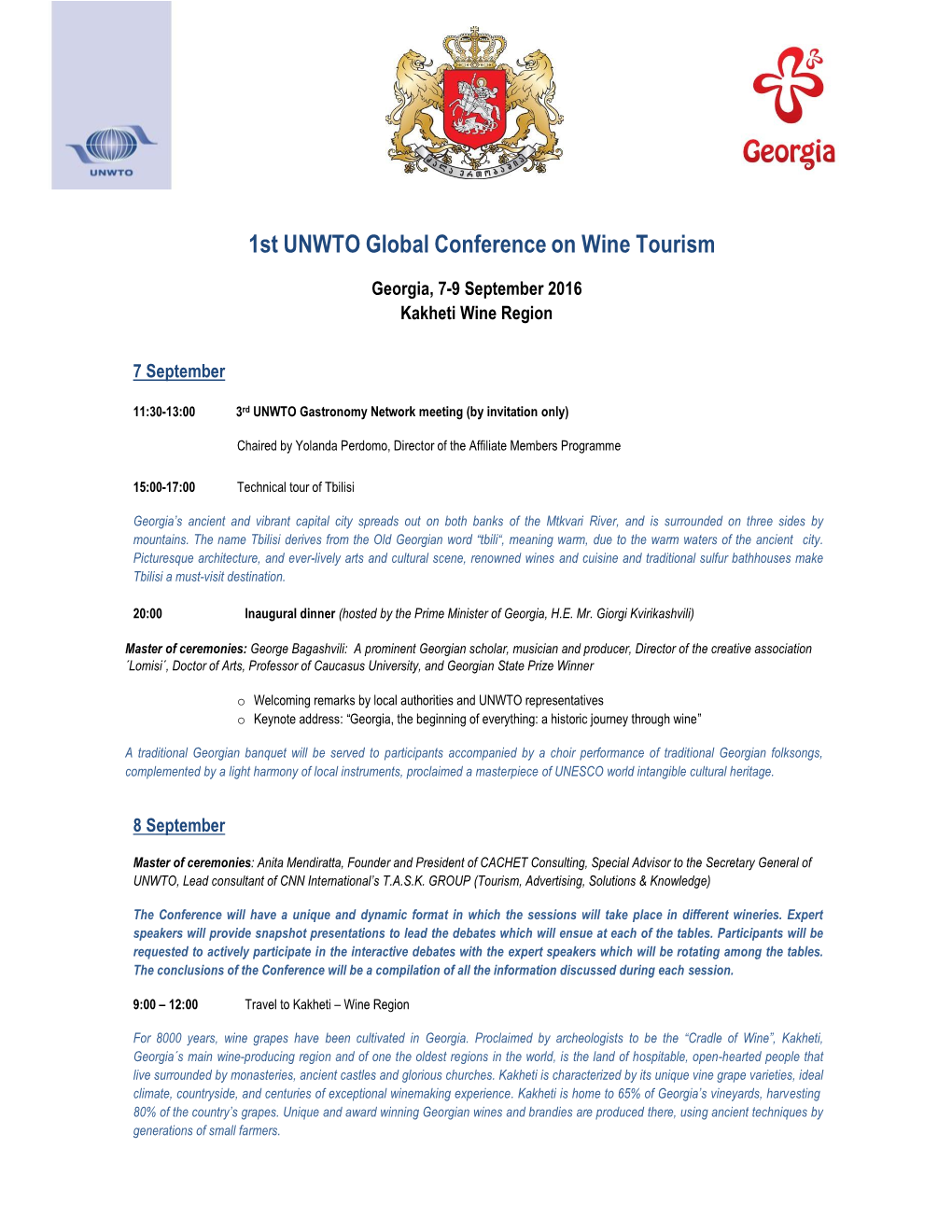 1St UNWTO Global Conference on Wine Tourism