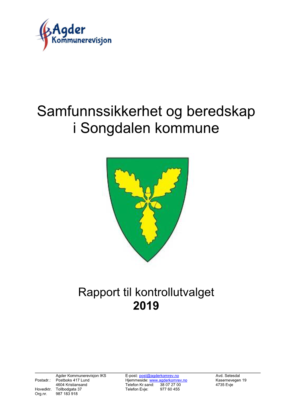 Samfunnssikkerhet Og Beredskap I Songdalen Kommune