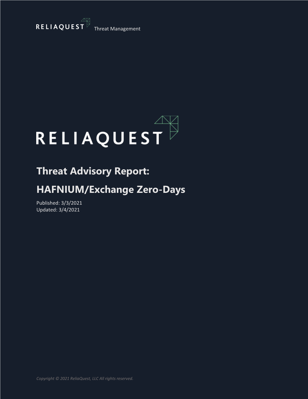 Threat Advisory Report: HAFNIUM/Exchange Zero-Days